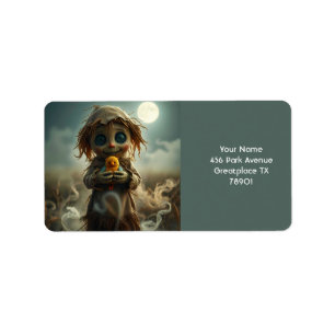 Étiquette Halloween Imaginaire mignonne lune moon carecrow