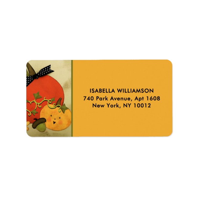 Étiquette Halloween Octobre Citrouille (Devant)