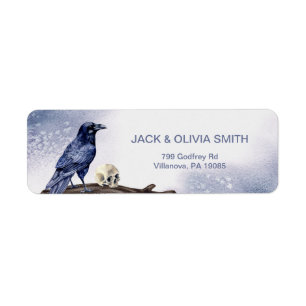 Étiquette Halloween Party aquarelle corbeau