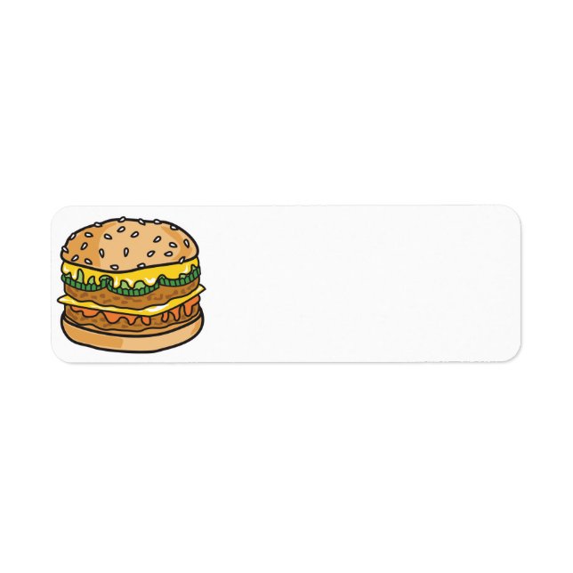Étiquette hamburger au fromage rétro (Devant)