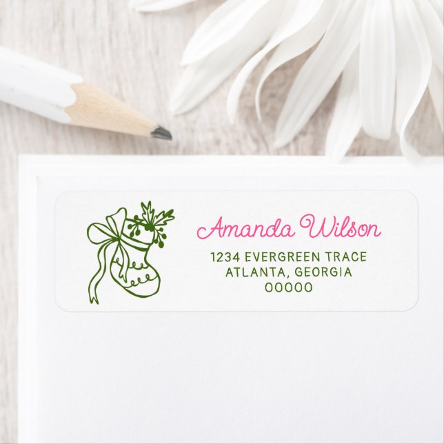 Étiquette Hand Drawn Christmas Holiday Party Return Address (En situation)