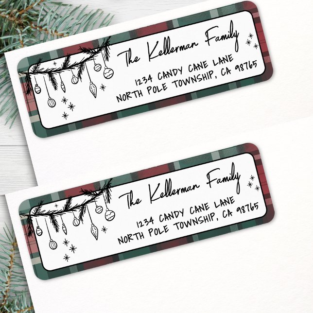 Étiquette Hand Drawn Christmas Return Address (Hand Drawn Christmas Return Address label)