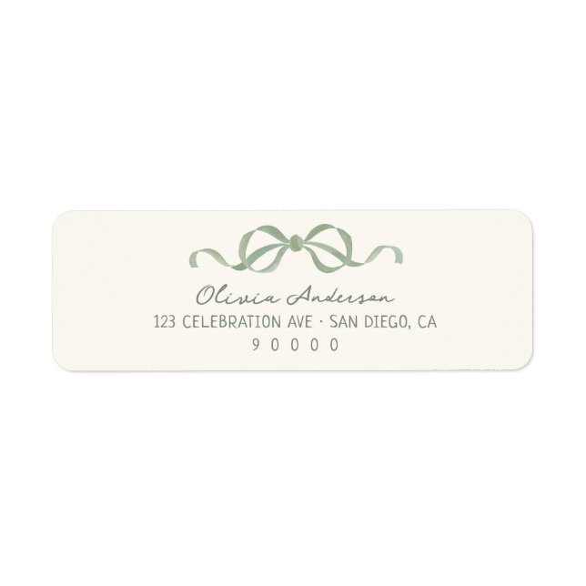 Étiquette Hand Drawn Sage Green Bow (Devant)