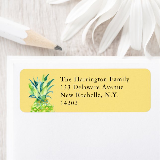Étiquette Hand-Painted Pineapple Buttercream Return Address  (En situation)