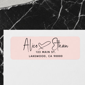 Étiquette Handwritten Script Heart Modern Blush Pink