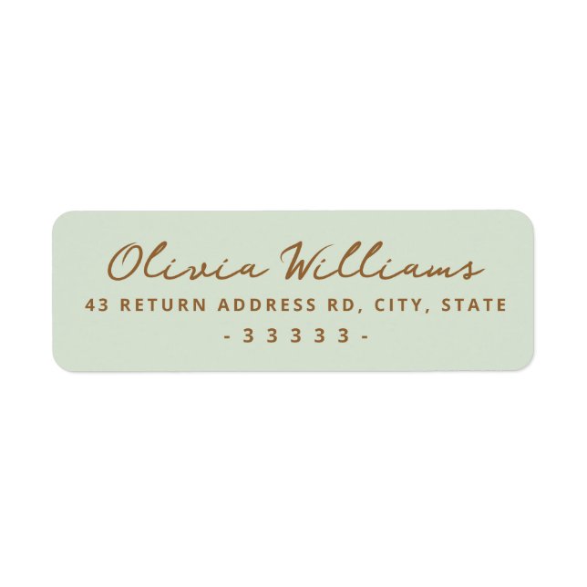 Étiquette Handwritten script light sage green return address (Devant)