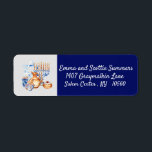 Étiquette Hanoukka Chanukah Adresse de retour Bleu<br><div class="desc">This design created though digital art. It may be personalized in the area provide or customizing by choosing the click to customize further option and changing the name, initials or words. Donc, change le texte color and style or delete the text for an image only design. Contact me at colorflowcreations@gmail.com...</div>
