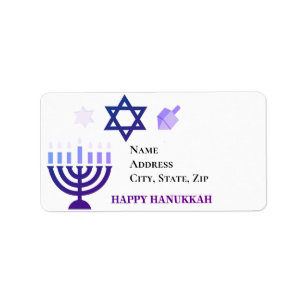 Étiquette Hanoukka Menorah et Dreidels