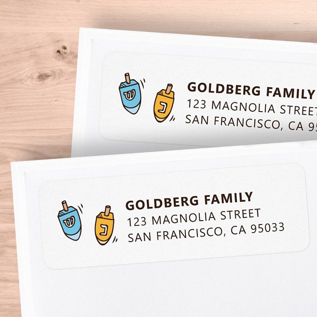 Étiquette Hanoukka Modern Simple Dreidel Adresse d'expéditio (Créateur téléchargé)