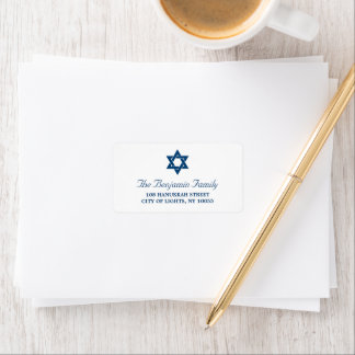 Étiquette Hanoukka Simple Blue Star Of David Holiday Adresse