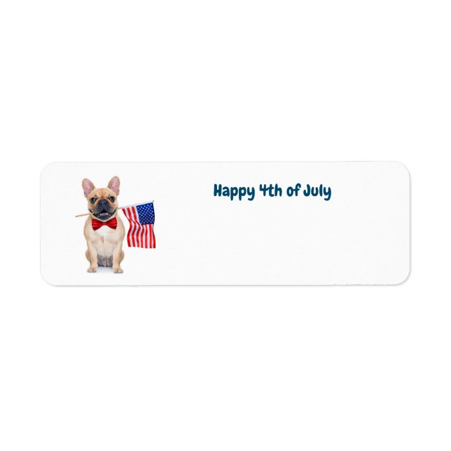 Étiquette Happy 4 juillet French Bulldog (Devant)