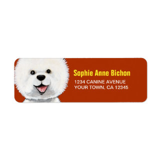 Étiquette Happy Bichon Frise Dog Adresse de retour Label