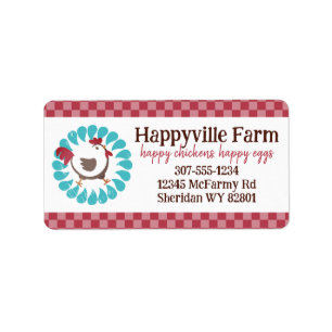 Étiquette Happy chicken free range farm eggs carton label