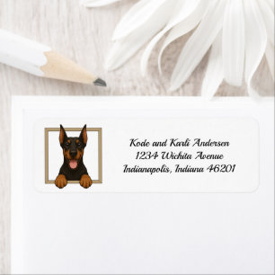 Étiquette Happy Doberman Pinscher Adresse de retour