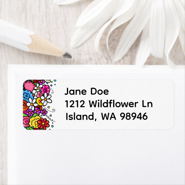 Étiquette Happy Floral Address labels (En situation)