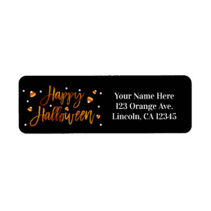 Étiquette Happy Halloween Orange Foil Script moderne tendanc