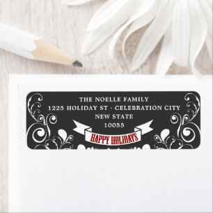 Étiquette Happy Holidays Art Nouveau Floral Holiday Adresse