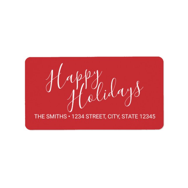 Étiquette 'Happy Holidays' Red Holiday Adresse de retour (Devant)