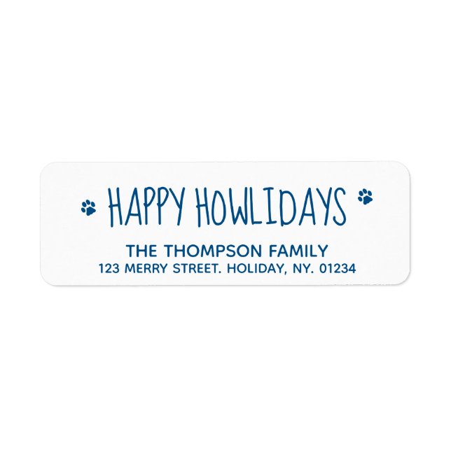 Étiquette Happy Howlidays Blue Pet Amoureux des chiens Moder (Devant)
