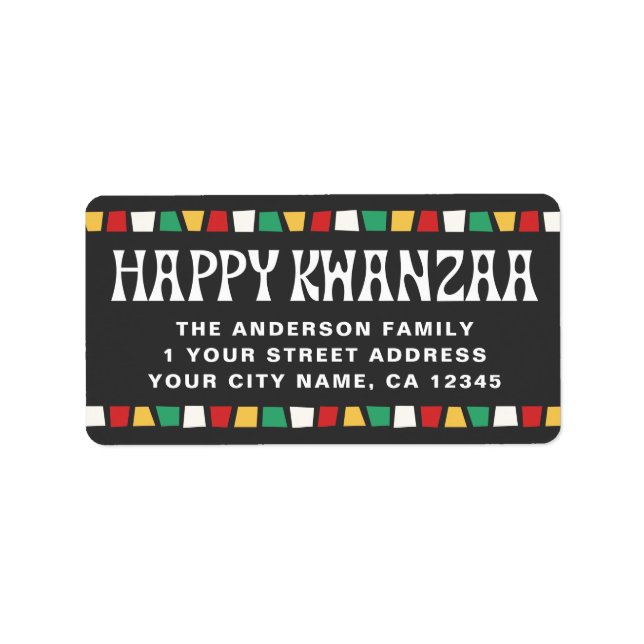 Étiquette Happy Kwanzaa African mosaic return address (Devant)