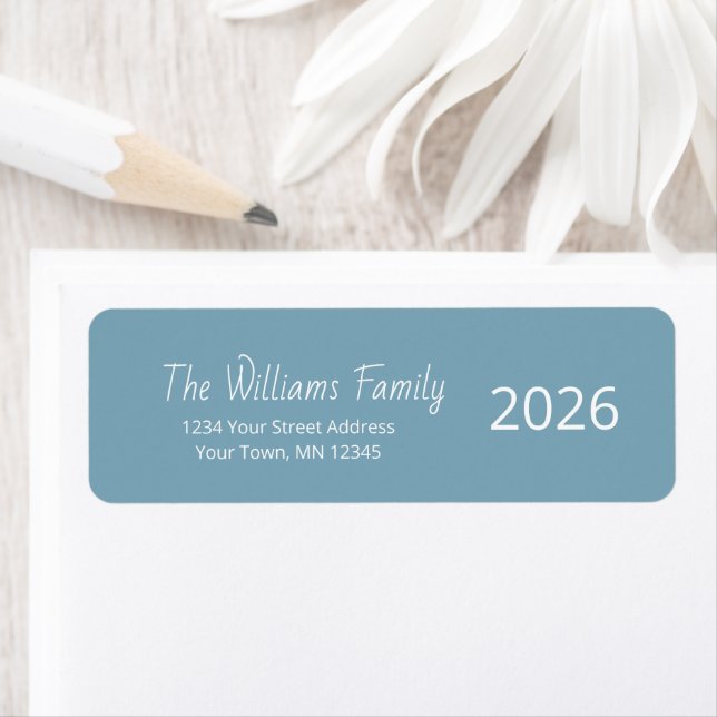 Étiquette Happy New Year 2026 Trendy Teal Return Address  (En situation)
