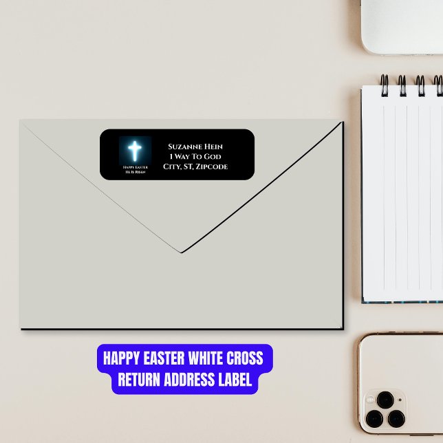 Étiquette Happy Pâques White Cross Adresse de retour (Happy Easter White Cross Return Address Label)