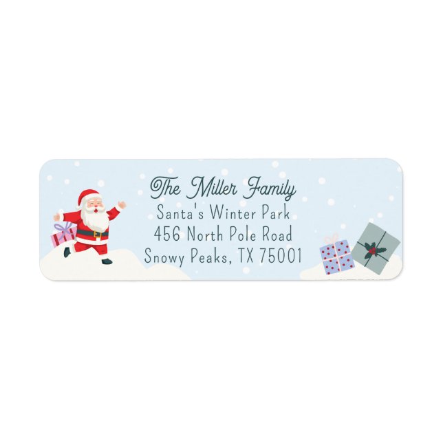 Étiquette Happy Santa, light blue Christmas return address  (Devant)