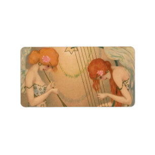 Étiquette Harpe victorienne de cannelure de musiciens d'ange
