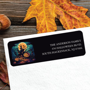 Étiquette Haunted House Halloween Adresse de retour Label