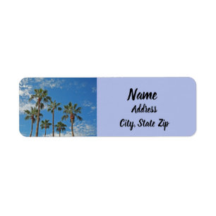 Étiquette Haut Palm Tree contre Bright Blue Sky Adresse