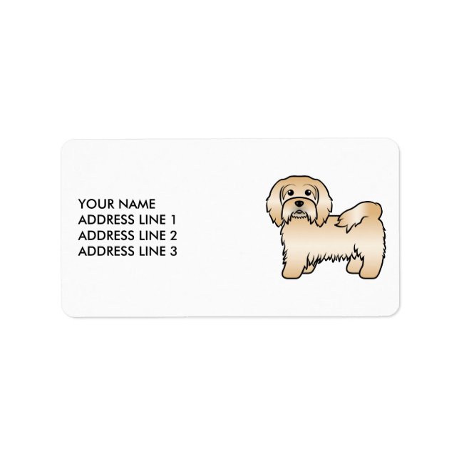 Étiquette Havanais Fauve Chien de Dessin Animé Mignon & Text (Devant)