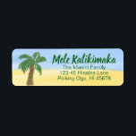 Étiquette Hawaii Christmas Return Adresse Label Watercolor<br><div class="desc">Ces étiquettes de retour de Noël hawaïennes personnalisables ont une image aquarelle d'un palmier avec des lampes à cordes sur un ciel bleu et un arrière - plan de sable. Vous voyez ça beaucoup dans la vie réelle sur la plage à Hawaii. — Les étiquettes disent Mele Kalikimaka, ce qui...</div>