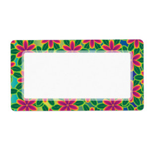 Étiquette Hawaii Passion Hot rose Tropical Flower Power