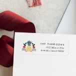 Étiquette Hawaiian Christmas Pineappy Return Adresse<br><div class="desc">Les étiquettes d'adresse de retour chic et tropicale des fêtes comportent une illustration d'ananas de Noël flanquée de verdure,  de feuilles saints et de fleurs de poinsettia rouges. Personnalisez avec votre adresse de retour alignée à droite dans le lettrage noir chic.</div>