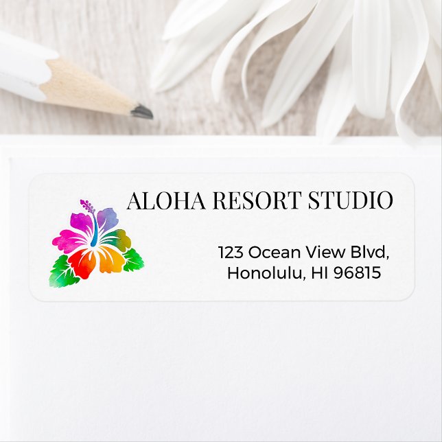 Étiquette Hawaiian Tropical Hibiscus Return Address  (Créateur téléchargé)