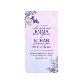 Étiquette heather periwinkle plum lavender blue Wedding