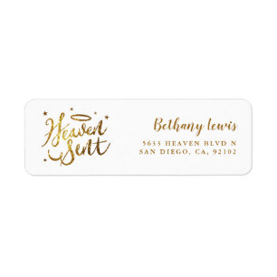 Étiquette Heaven a envoyé Gold White Baby shower Adresse de