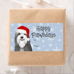 Étiquette Hébergé Collie Père Noël Noël à partir de cadeau