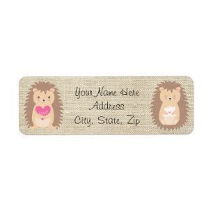 Étiquette Hedgehog Country Burlap Motif Adresse de retour