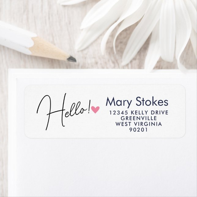 Étiquette Hello with Heart Return Address Label | Cute Minim (En situation)