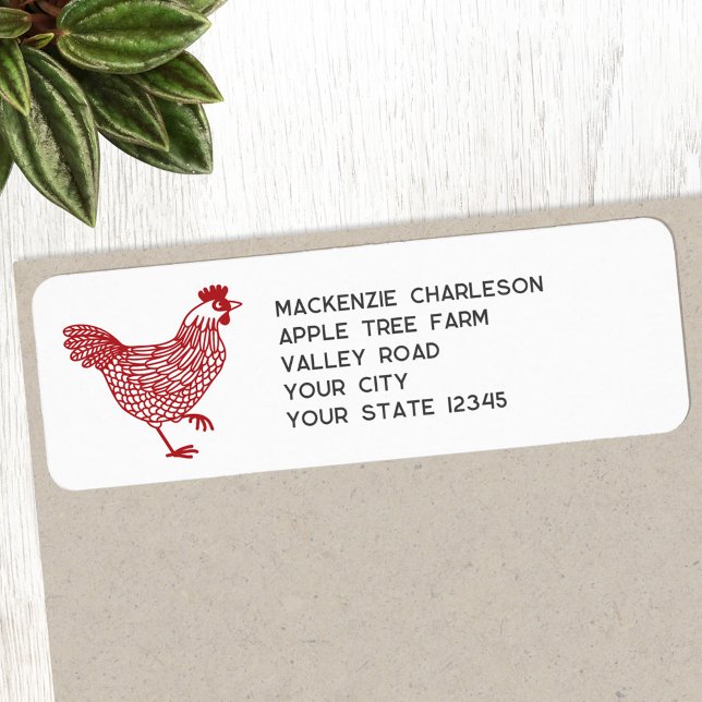 Étiquette Hen Chicken Adresse de retour personnalisée (Chicken Hen Poultry personalized return address label)