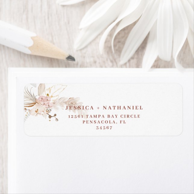 Étiquette Herbe des Pampas Floral Boho (En situation)