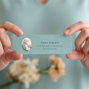 Étiquette Héron Français Adresse de Retour Mariage Bleu Pous