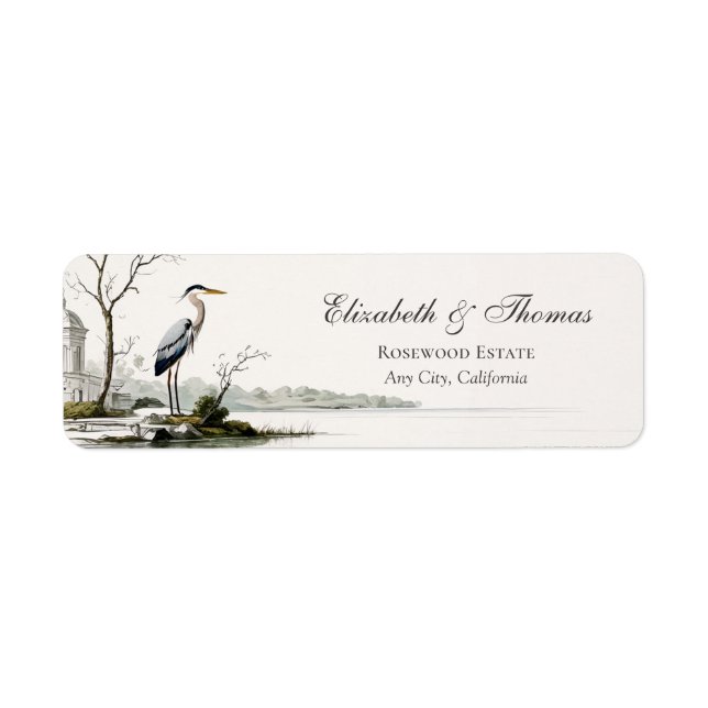 Étiquette Heron Toile French Country Return Address Label (Devant)