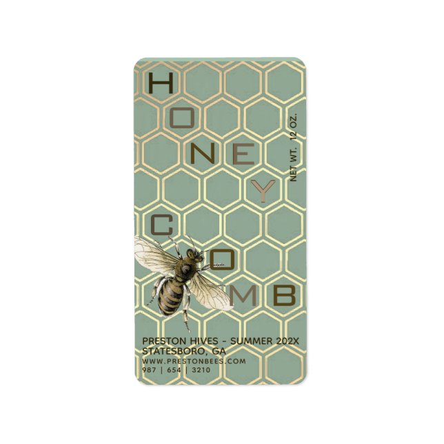 Étiquette Hexagon 12oz peigne de miel Adresse de retour Étiq (Devant)