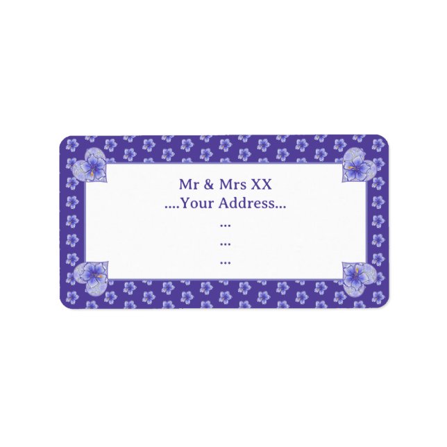 Étiquette Hibiscus & dentelle BLEU (Devant)