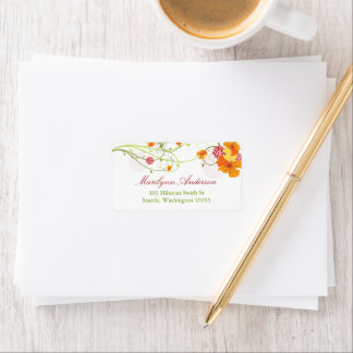 Étiquette Hibiscus et hirondelles jaune Adresse du Mariage d