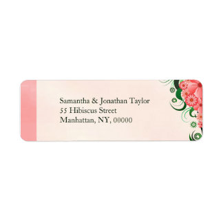 Étiquette Hibiscus Floral Rose Petite Adresse de retour Étiq