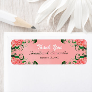 Étiquette Hibiscus Rose Floral Mariage Favoriser les Étiquet