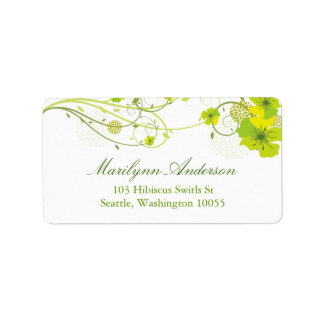 Étiquette Hibiscus vert Mariage floral et hirondelle